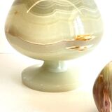 2 70s design onyx candle holders