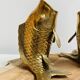 Pair of koi carp vases in brass, animal sculpture