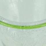 1970s glass VASE by eisch thick clear glass and bubble glass green rim
