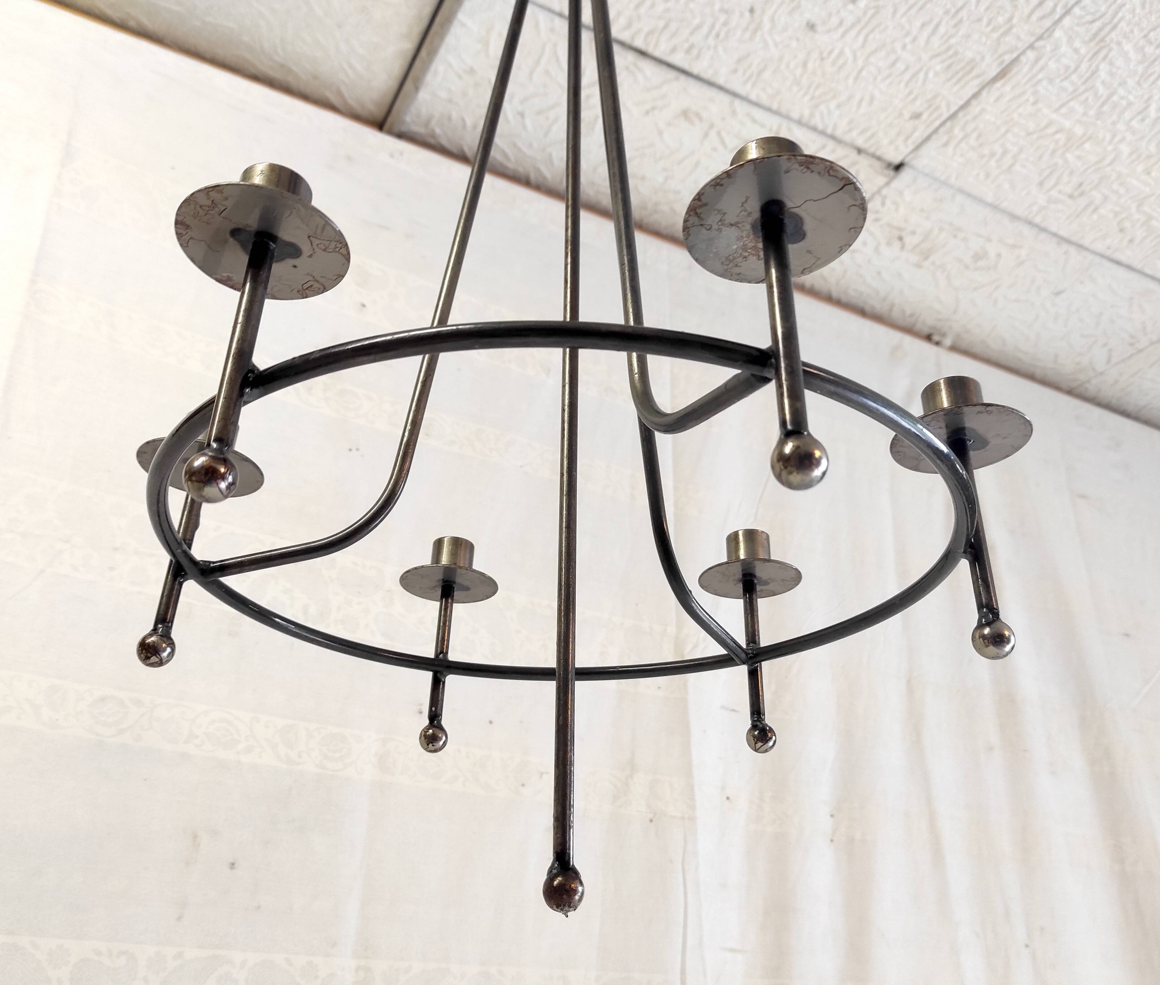 Candlestick hanging lamp 6 metal lights