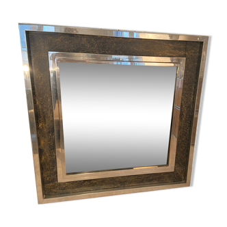 XXL Belgo Chrome Mirror 1970s 130x130cm