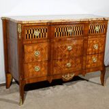 Rosewood and Mahogany chest of drawers, Louis XV / Louis XVI Transition style – Late 19th century