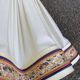 Vintage pleated scalloped lampshade — Cream fabric & floral embroidered trim