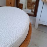 Rattan and terry fabric pouf