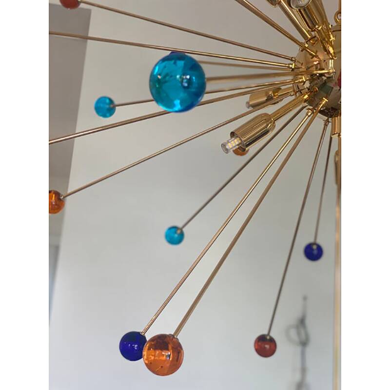 Contemporary Multicolor “Star” Murano Glass Sputnik Chandelier