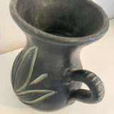 Dark green sandstone vase with handles