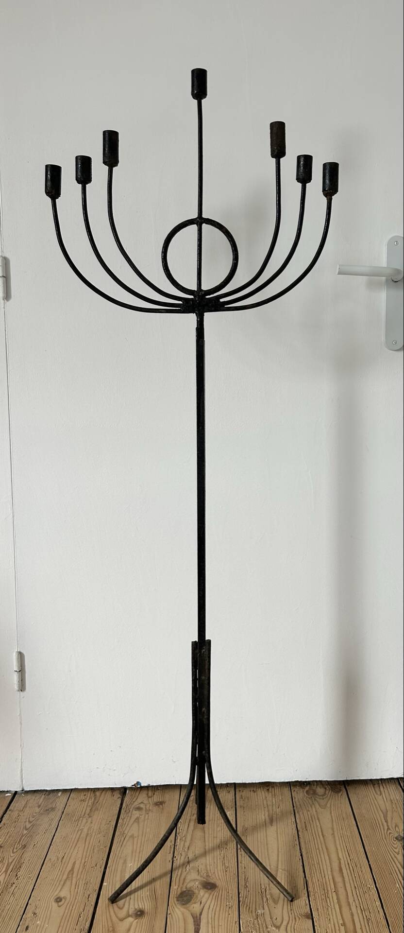Large brutalist candelabrum in wrought iron