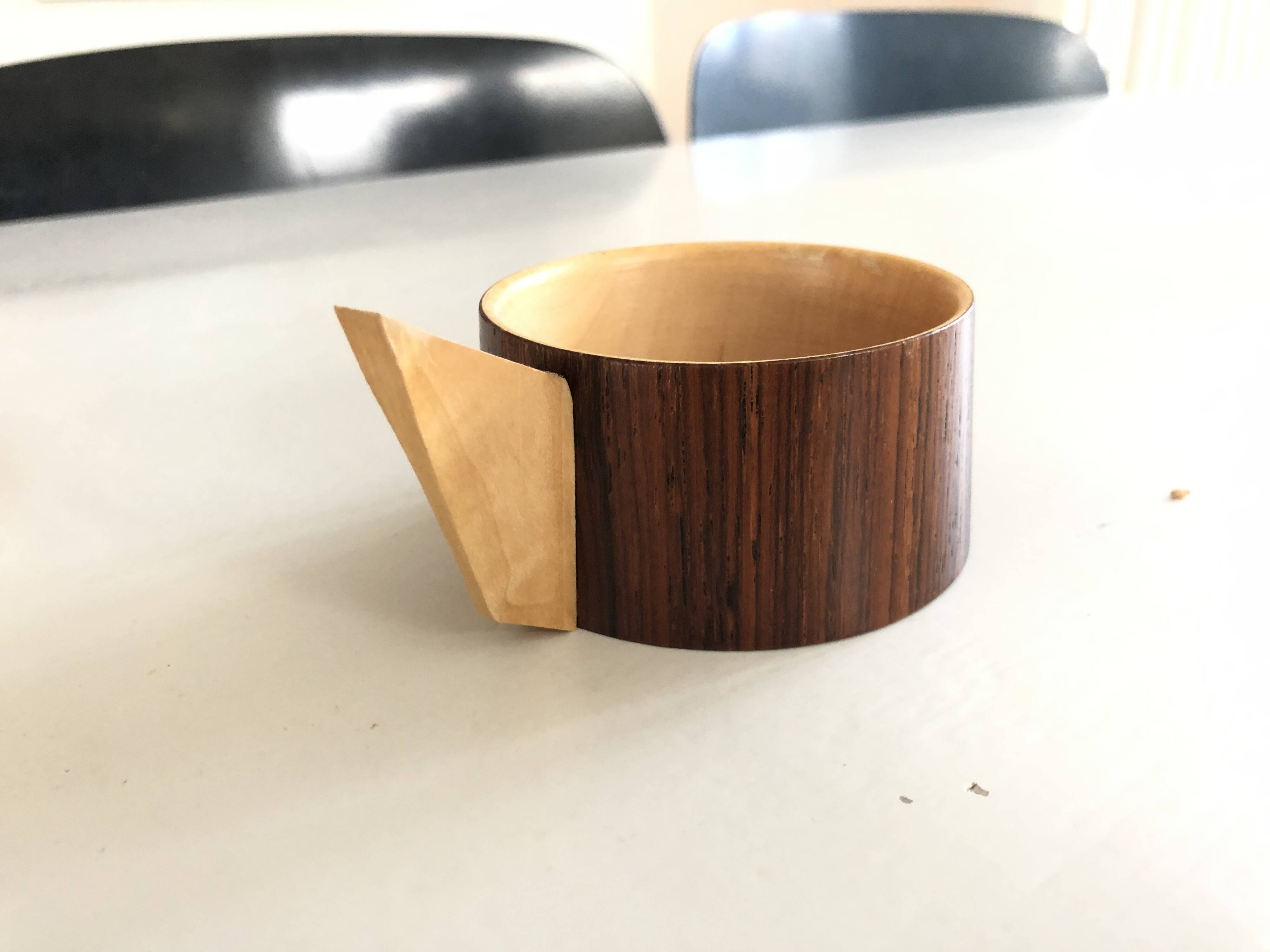 Vintage wooden cups and saucers in teak