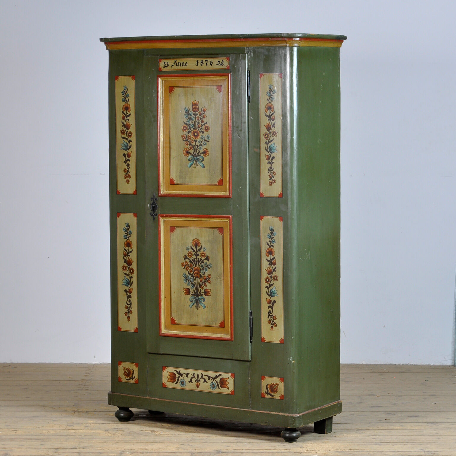 Antique German Hand Painted Cabinet, 1876