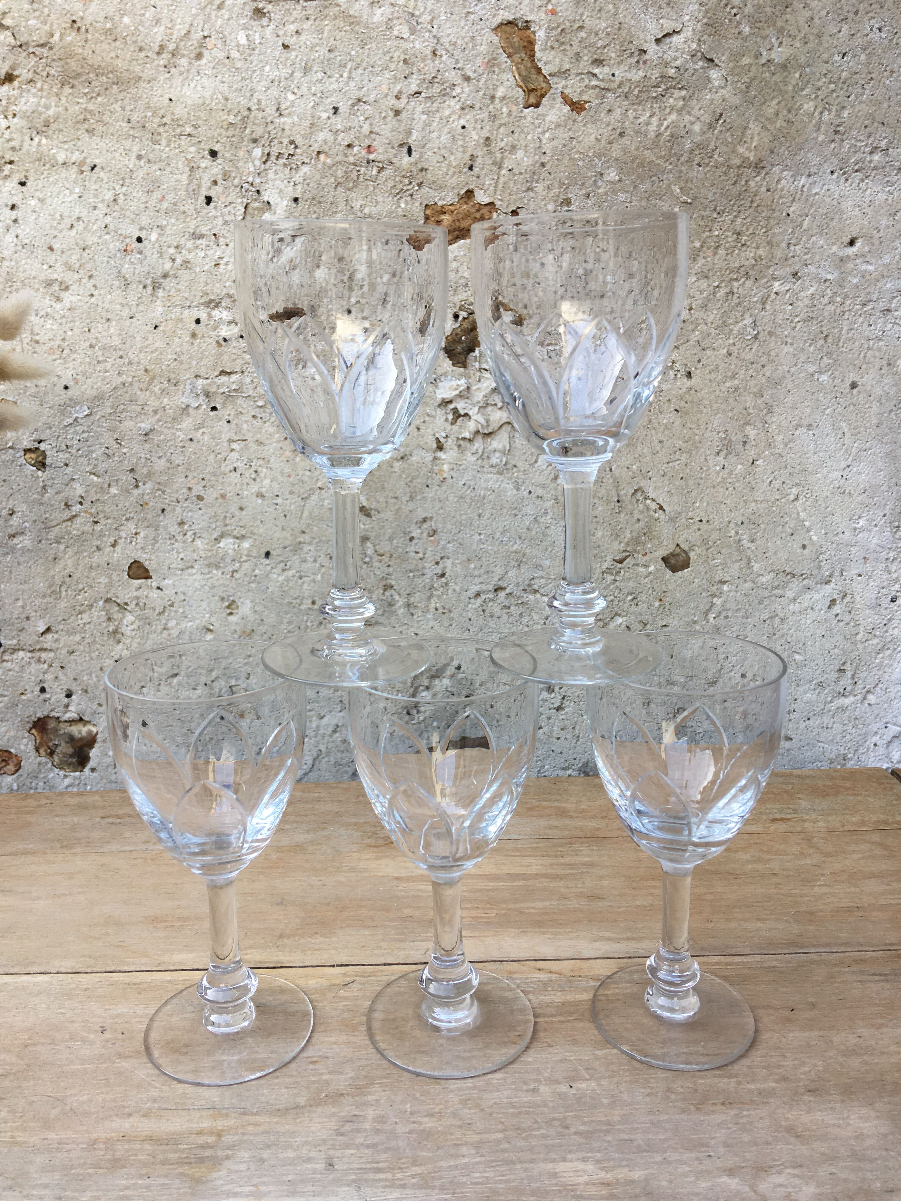 5 verres à pied "fleur"