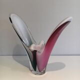 Multicoloured shell glass vase signed Flygsfors, 1956