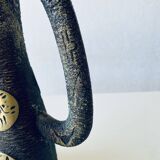 Brutalist bronze vase, the signs of the zodiac