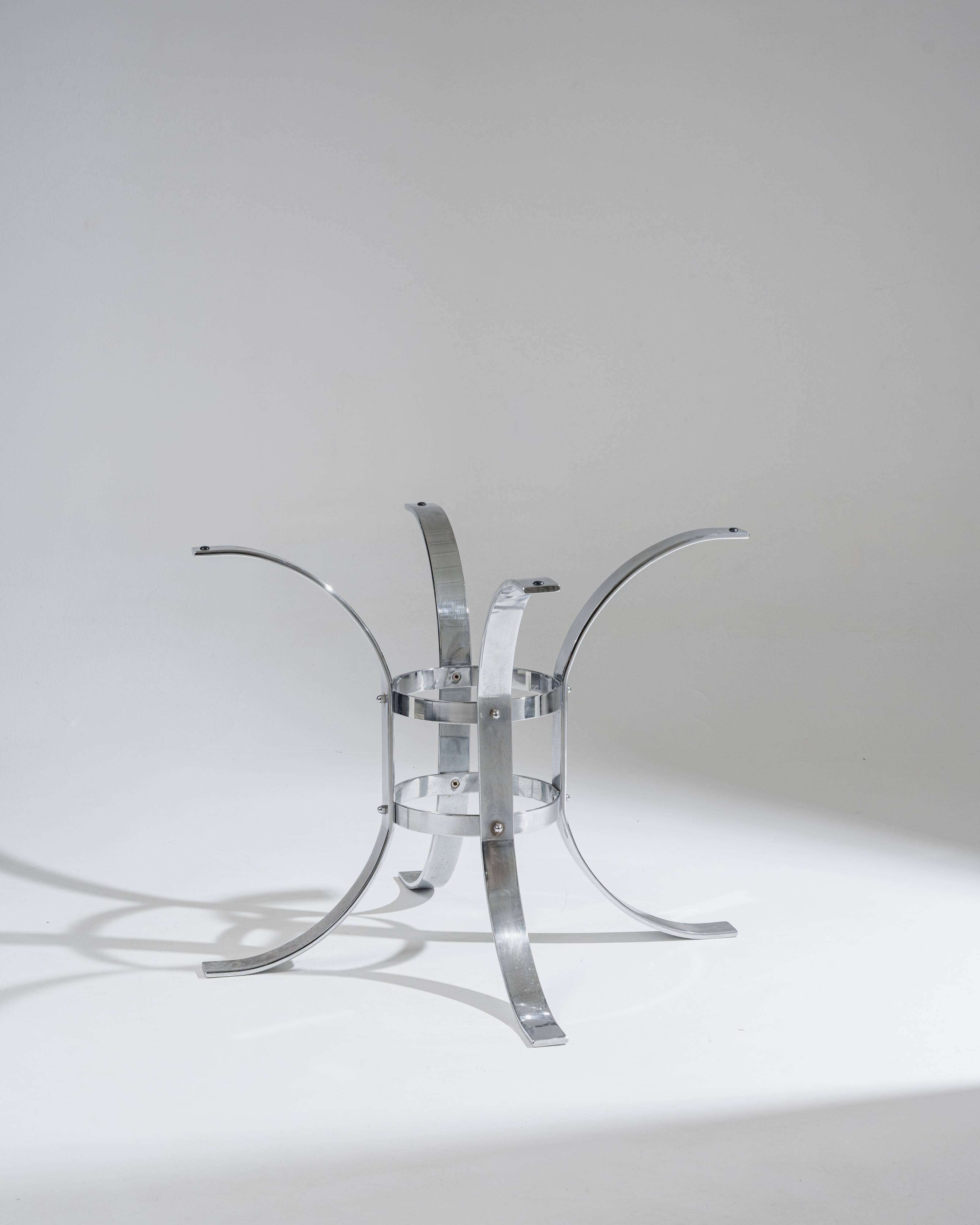 Octagonal glass and metal dining table, 1970s