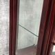 Showcase low glass beveled exotic wood