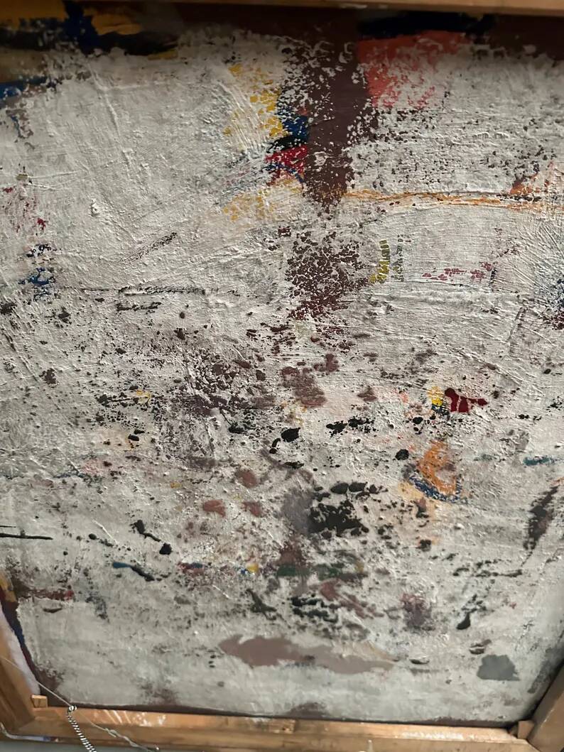 Grande huile sur toile suédoise originale – « Composition » par Valter Gibson