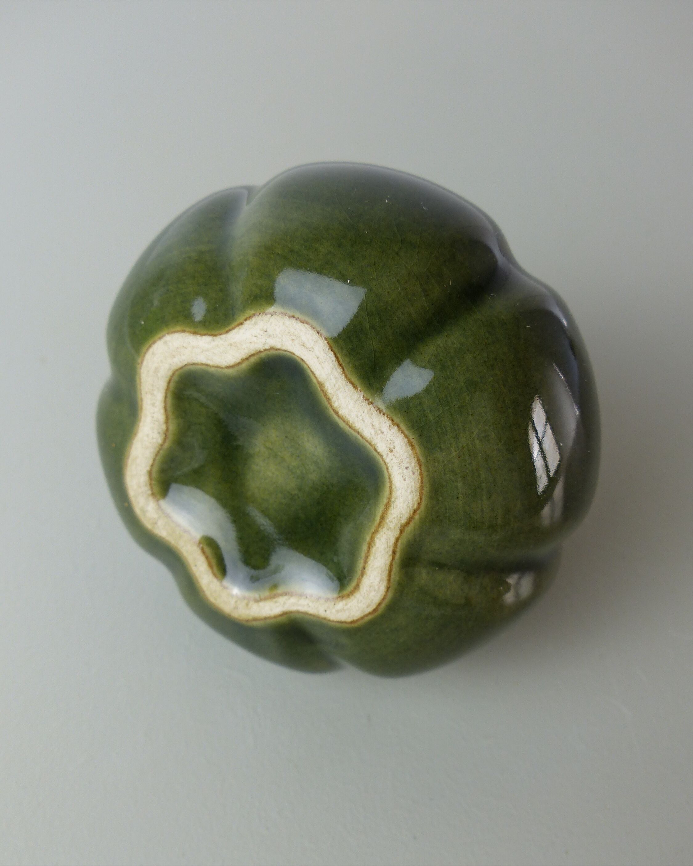 Small corolla vase in khaki glazed ceramic