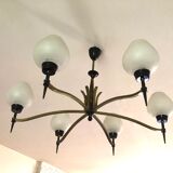 Lustre moderniste aux 6 flambeaux 1950