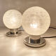 Paire de lampes de table vintage, verre structuré soufflé et chrome, annees 70