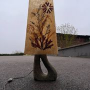 Lampe vintage céramique accolay abat jour résine herbier
