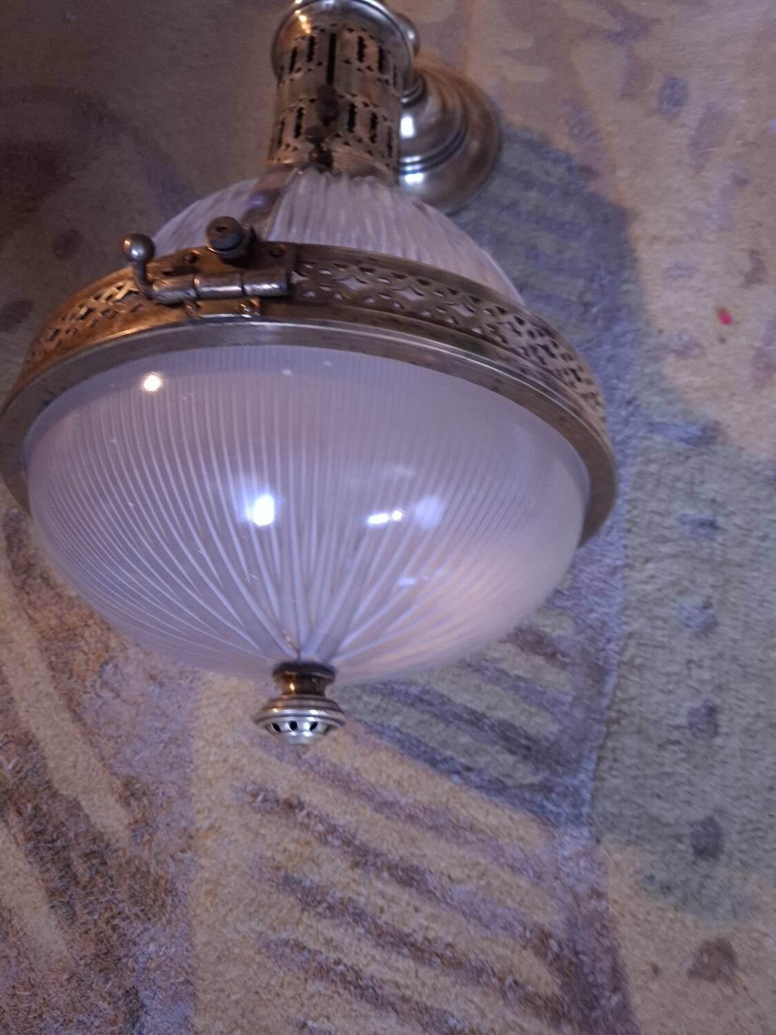 Chandelier, 1920s Holophane pendant light
