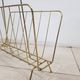 Magazine rack, gold metal, brown wood, Germany, 1970s