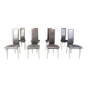Vintage dining chairs by Giancarlo Vegni for Fasem, set of 8, 1980s