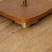 Scandinavian floor lamp in teak and brass from the 1960s.