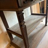 Console table in wood and pink marble