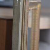 Miroir rectangulaire bois peint sculpté et doré ancien 85,5/31,6