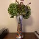 Vintage murano glass vase orange, white brown attributed to carlo moretti