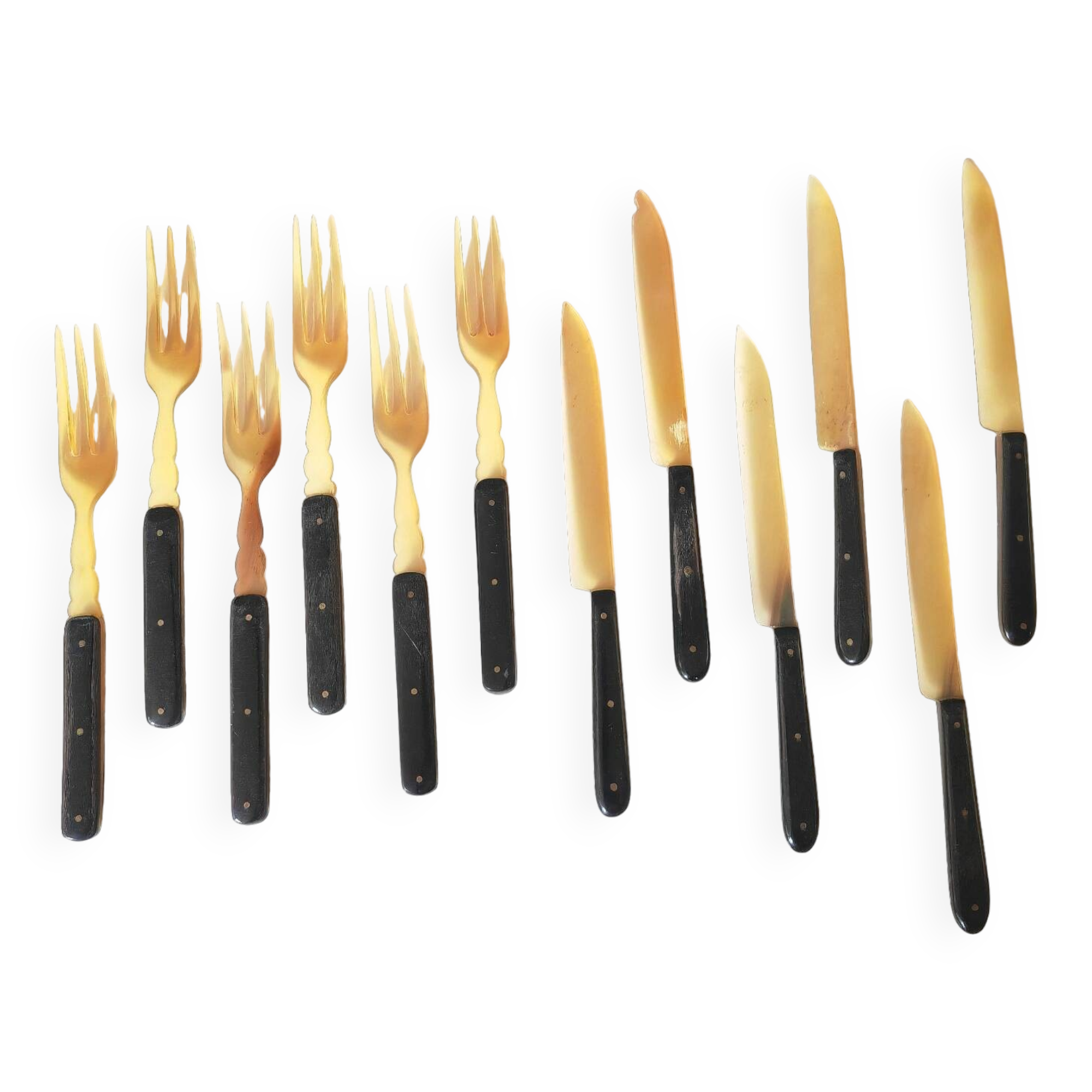 Fruit cutlery in blond and brown horn