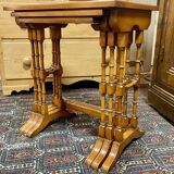 Set of 3 English nesting tables in yew - 1950s