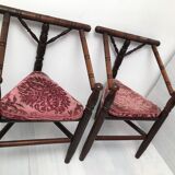 Pair of antique English triangular armchairs 1900s