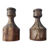 Pair of Danish Brutalist wooden candlesticks