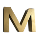 Lettre M en métal doré