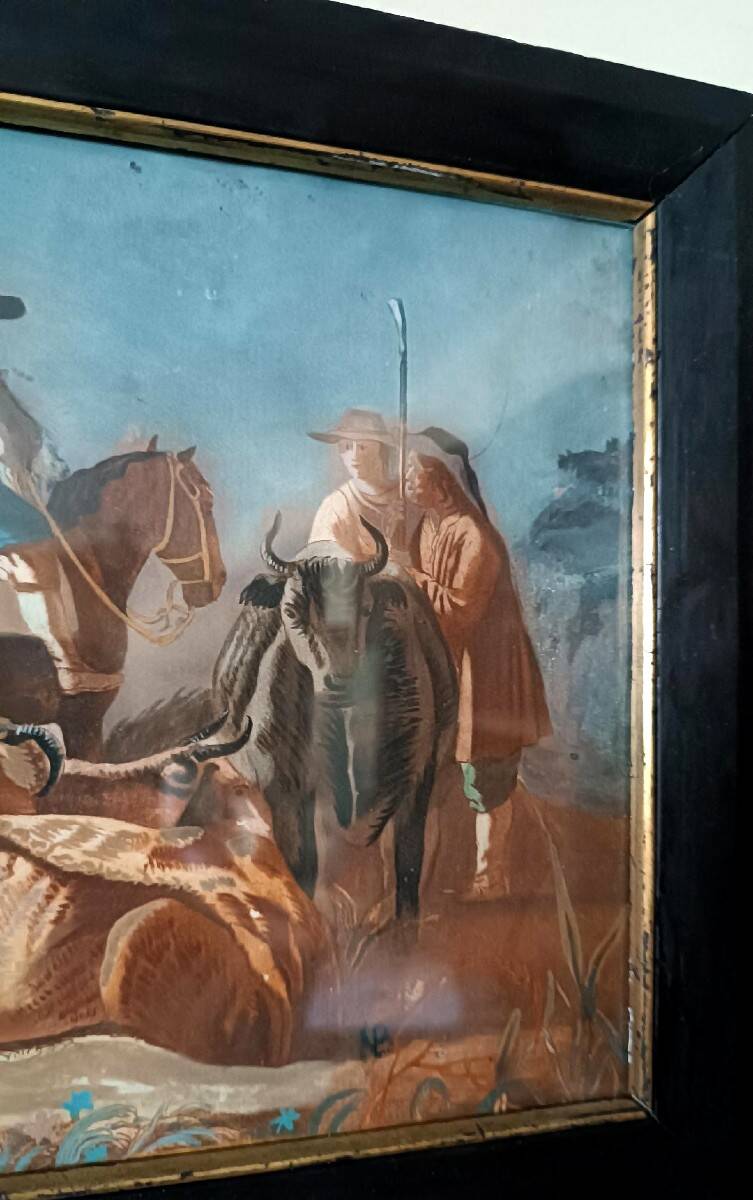 Antique tempera painting on paper, 18th century Italian school