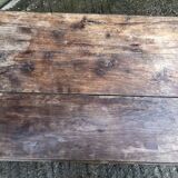 Old coffee table from the Guérandais region in solid oak with 2 front drawers