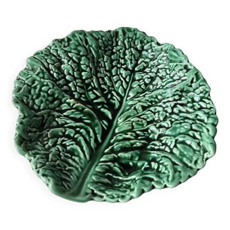 Ceramic bowl empty pocket green cabbage leaf Sarreguemines Years