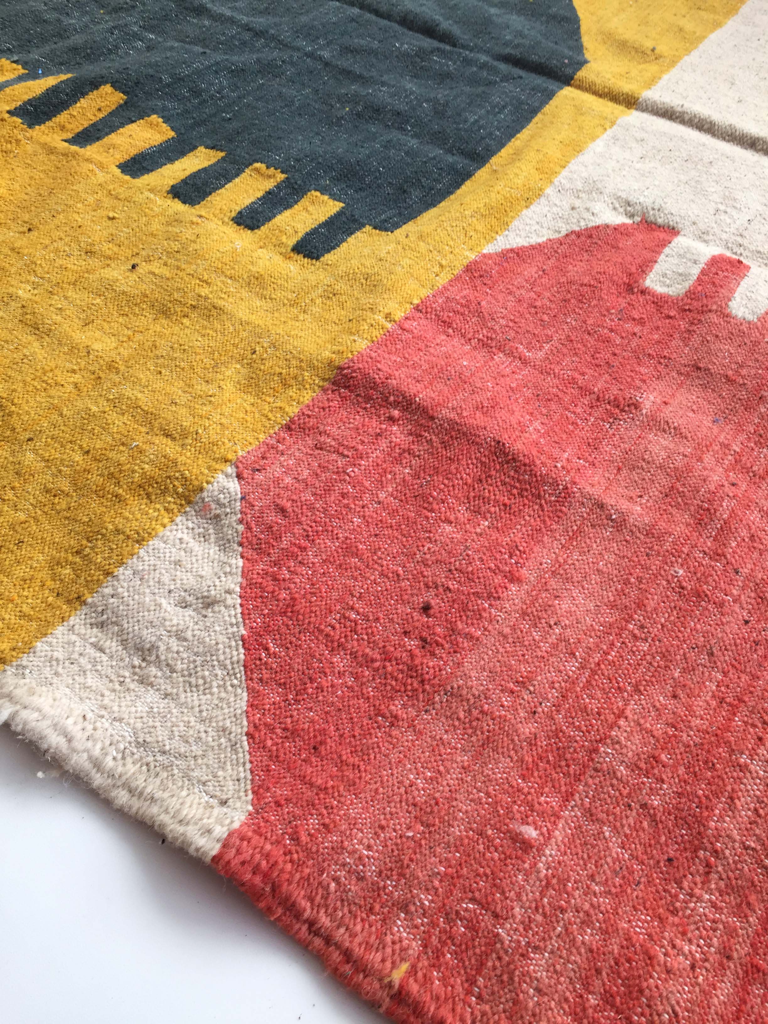 Moroccan Berber Kilim carpet ecru with colorful flats 240x140cm