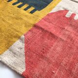 Moroccan Berber Kilim carpet ecru with colorful flats 240x140cm