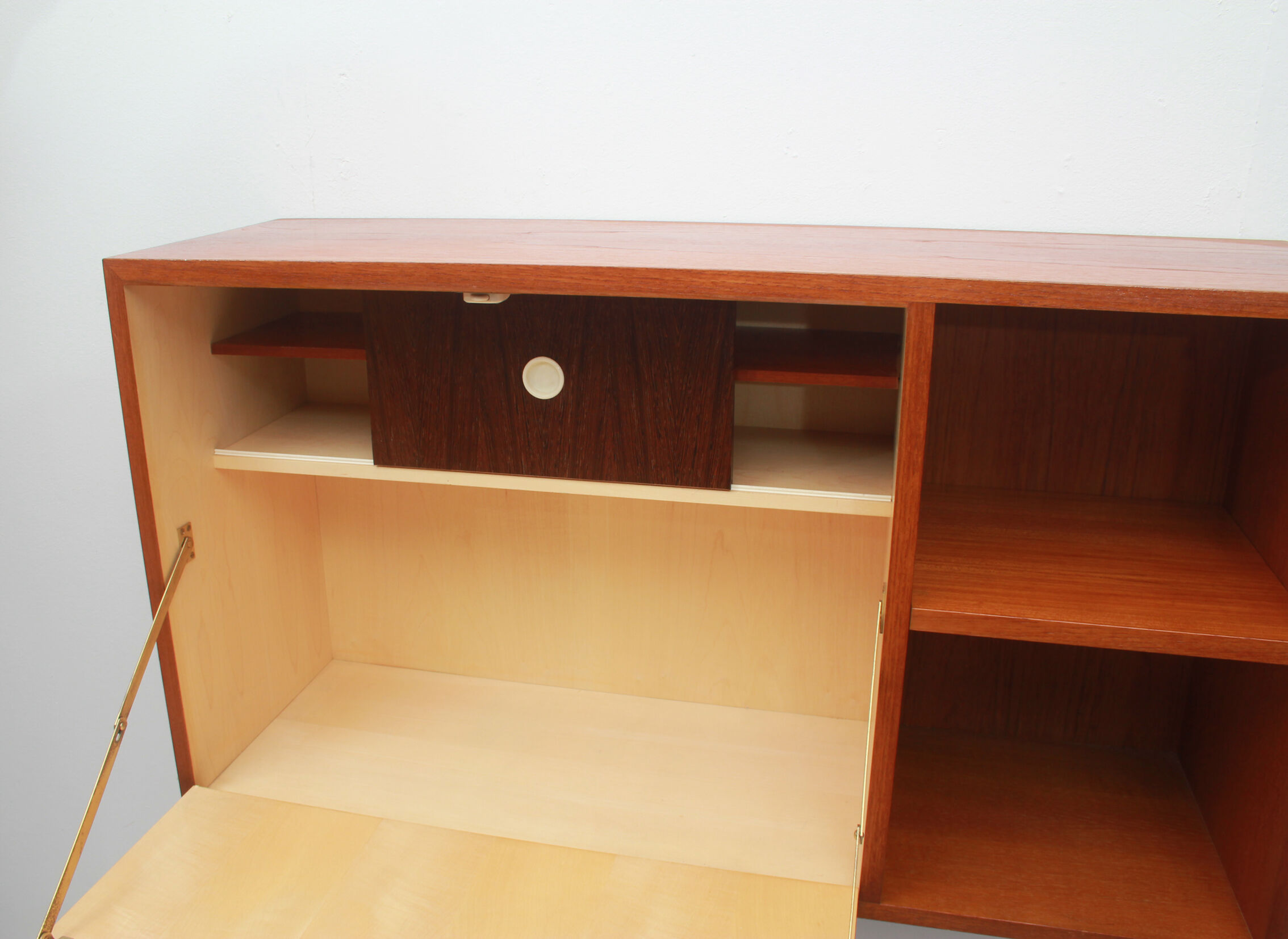1960s floating wall secretary in teak