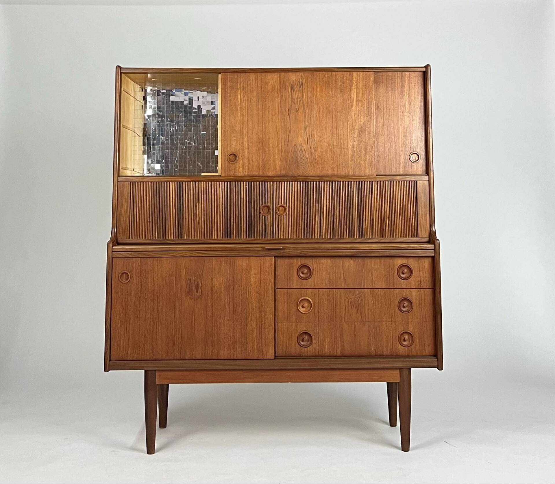 Danish teak highboard cabinet by Johannes Andersen 1960s