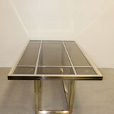 Dining table in chrome-plated steel and brass by Romeo Rega circa 1970