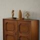 Classic sculptural Danish wardrobe in oak veneer and burl wood, 1950s.
