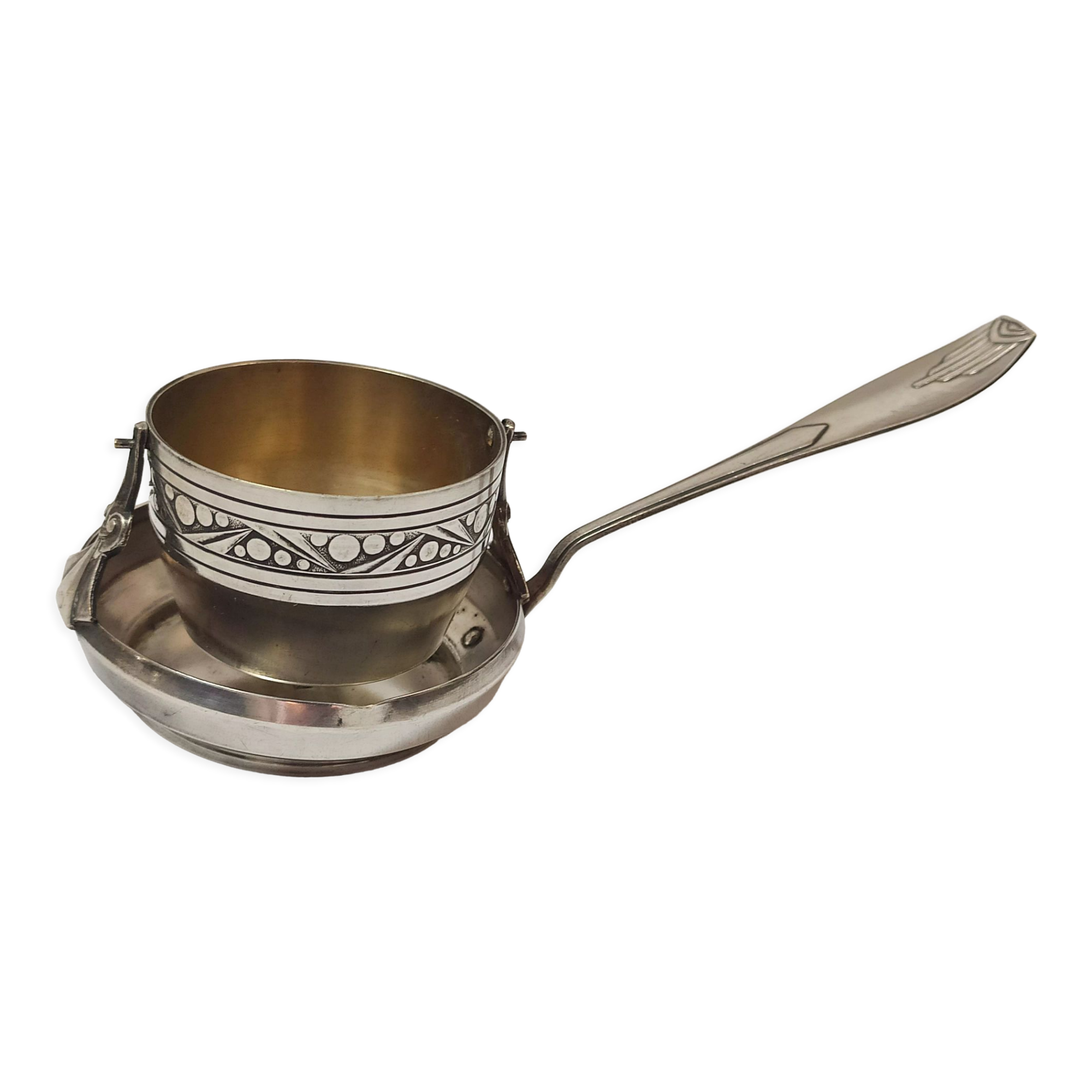 Tea strainer, art deco, silver metal.