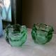 Paire de bougeoirs vintage en verre