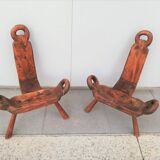 Paire de tabourets de traite brutalistes