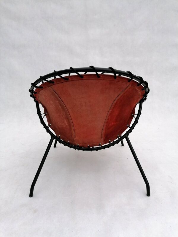 Chaise ballon en cuir vintage, années 1960