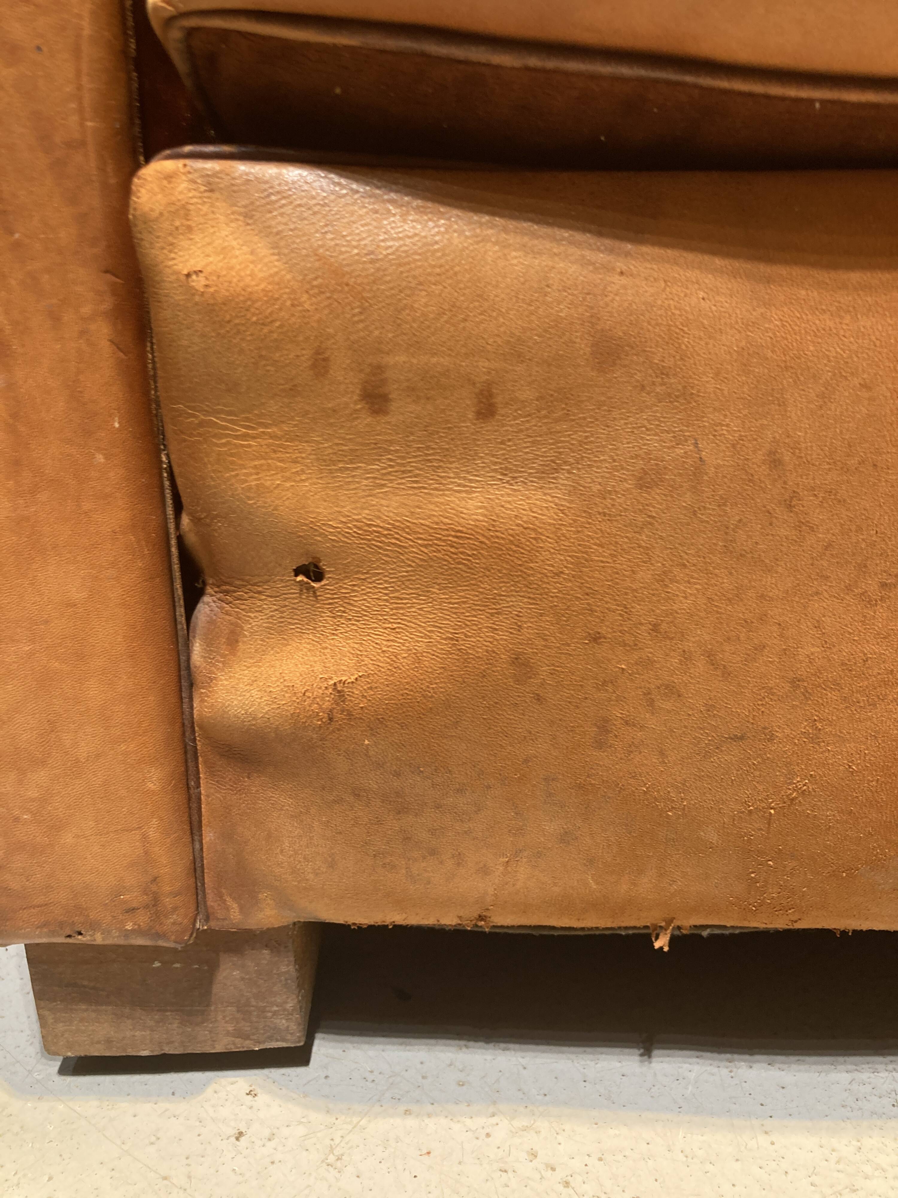 Brown leather armchair