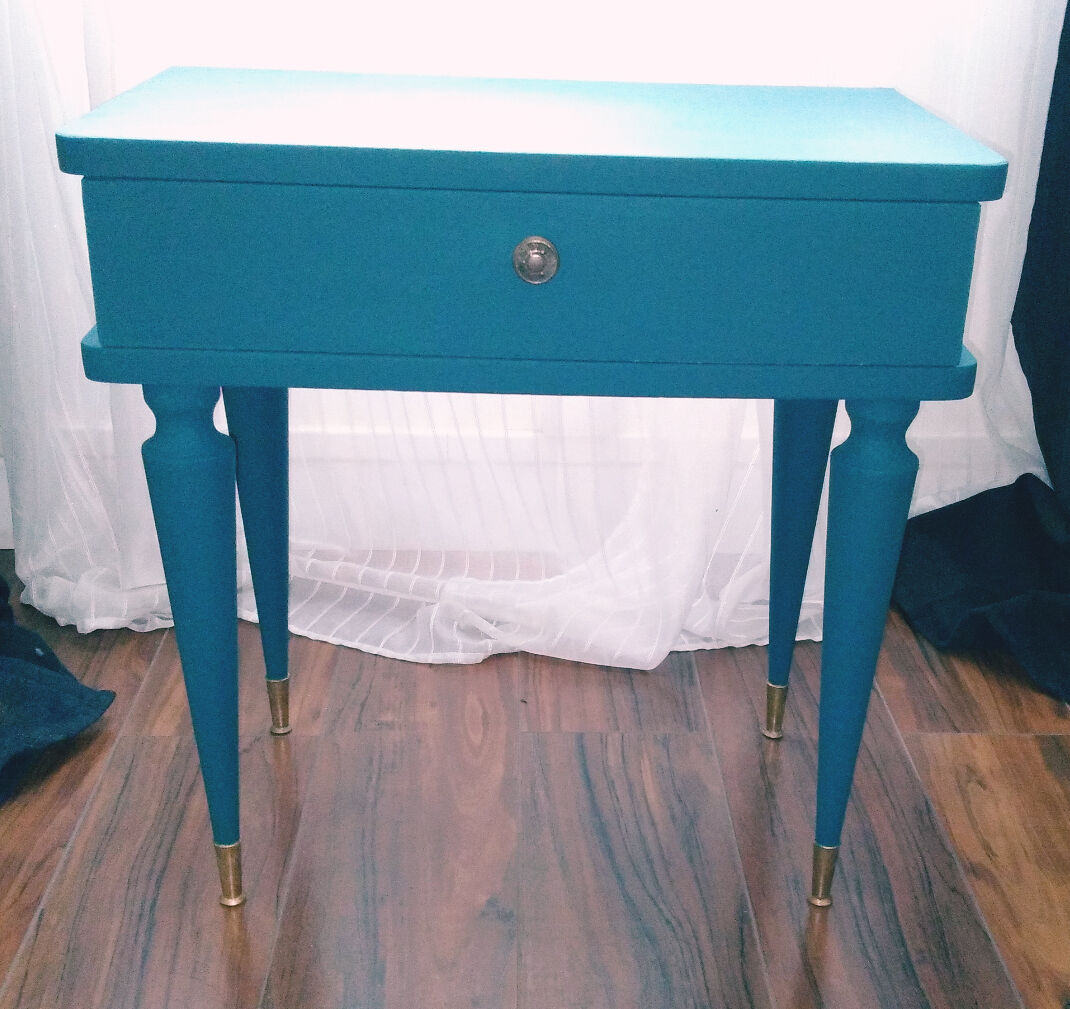 Bedside table blue, vintage 50/60s